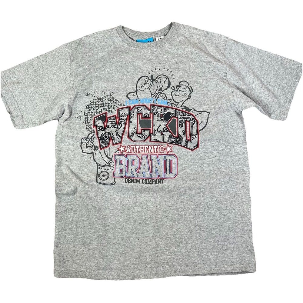 Vintage Mens WCKD Authentic Collection Popeye T-Shirt Medium Cotton Hip‎ Hop
